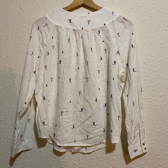 Anthropologie Conversations 23 of 52 women's 8P Ski snow hill white Top‎ Blouse - Picture 5 of 7